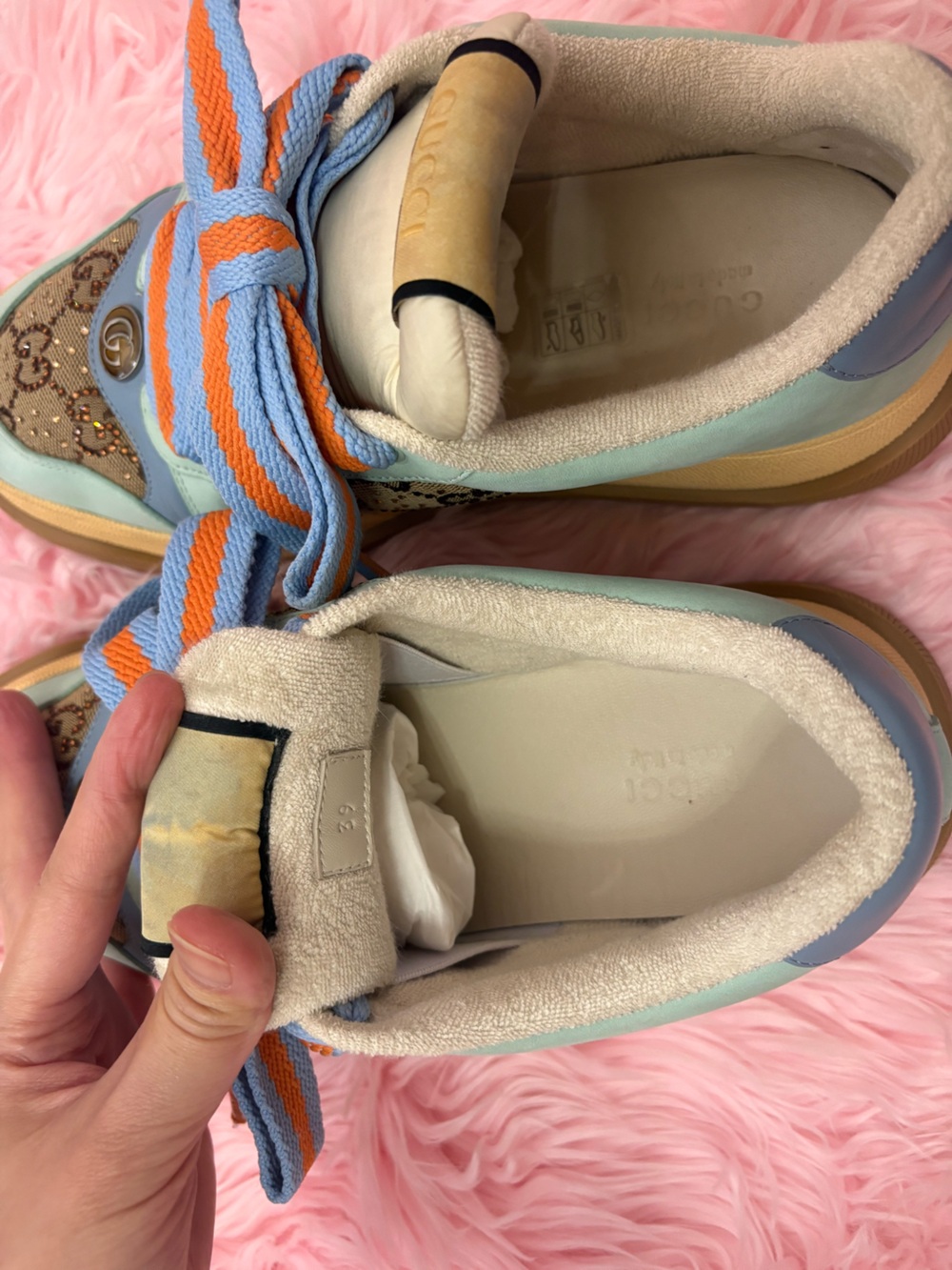 GUCCI WOMEN'S SCREENER SNEAKER WITH CRYSTALS SIZE 39 - Picture 7 of 10